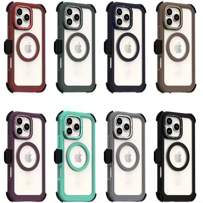 Rugged Magsafe Defender Case For Apple iPhone 18 / 17 / 17E / 16E / 16 / 15 / 14 / Plus / Pro / Pro Max / Shockproof Heavyduty cover With Belt Clip Phonecase Casing Rubber Smartphone