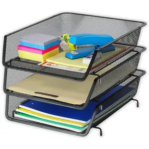 Stackable Desk File Document Letter Tray Organizer, 3 Packs, Black