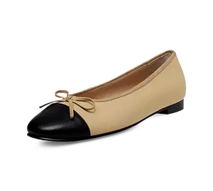 Lambskin Two Tone Bow Ballet Flats