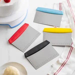 Stainless Steel Serrated Knife with Scale, Home Kitchen Cutting Blade, Dough Flour Cutter, Baking Scraper, Cream Spatula, Essential Cooking Tool, Utensils, Kitchenware