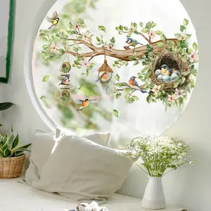 Creative Plant and Bird Nest Pattern Glass Sticker, 1 Set Double Sided Window Decal, Decorative Sticker for Home Living Room Bedroom, Decoration Sticker