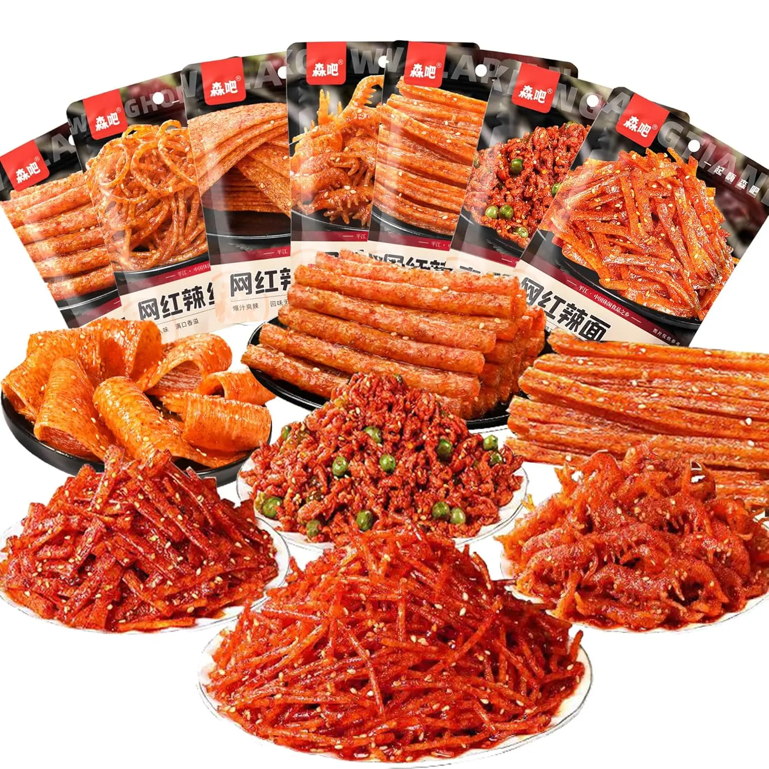 Spicy Strips,Latiao,7 Packs Chinese Spicy Sticks,Classic Piquancy Daily Party Latiao Delicious Snack-2.2 Ounces Per Pack (Latiao-N)