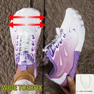 Women’s Wide Toe Box Running & Water Shoes, Breathable Gradient Mesh Lightweight Athletic Sneakers, Shock-Absorbing Non-Slip Sports Footwear, Quick-Dry Low-Top Trainers for Jogging, Gym, Trail Running & Water Activities