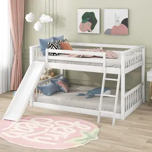 Bellemave Full-Over-Full Wood Bunk Bed - Sturdy Construction, Upper Bunk Safety Design, Convertible Slide, Ladder, 79.1x57.5x49.4in, Easy Setup, Bedroom Furniture Set for Families