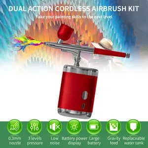 Portable Nail Art Airbrush Compressor Pump, Mini Water Bottle Refillable Pressure Spray Gun for Models & Nails, Easy-To-Use Makeup Tool, Paint Spraying Tool