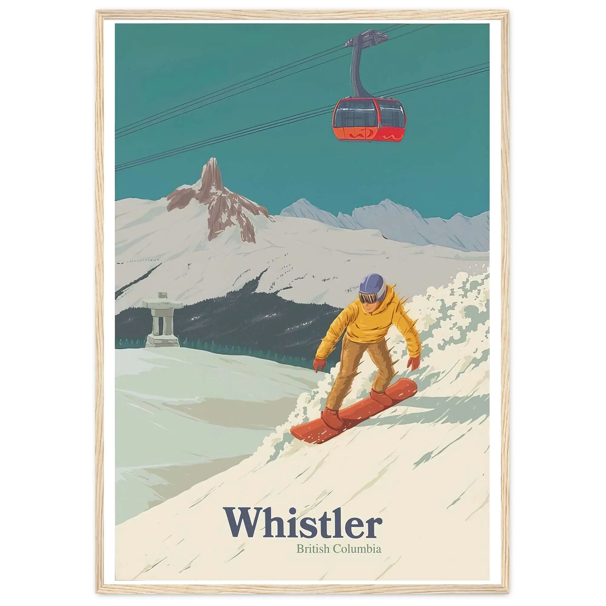 Whistler Blackcomb Snowboarding Poster Canada Travel Print British Columbia