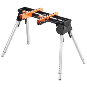 VEVOR Miter Saw Stand, 330lbs Load Capacity Steel Collapsible Stand for Miter Saw with One-piece Mounting Brackets Clamps, 29.1-32.9 Adjustable Height, Portable Compact and Folding Miter Saw Stand