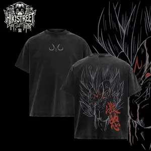 [HIKISTREET] Prince of Saiyans T-Shirt Anime Graphic Tee Oversized, Vintage Washed Oversized Anime Shirt, Heavy Cotton Streetwear Top, Unisex Casual Outfit, Gift for Anime Fans