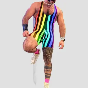 Men's Sportswear Gymnastics Unitard Indoor Fitness Jumpsuit Comfortable Stretchy Breathable Fabric Secure Fit Non-Braided Durable Material for Workout