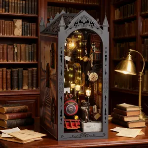 DIY Book Nook Kit 3D Country Style Wooden Puzzle, Vintage Handcrafted Decorative Model for Bookshelves, Ideal Gift for Birthdays and Holidays