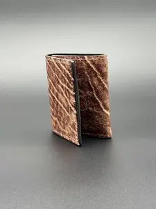 Amish-Crafted Elephant Vintage Leather Trifold Wallet with RFID Protection Card 3¼” x 4¼” Handmade Durability and Style