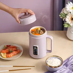 [500W Portable Health Pot] 1pc Sleek & Modern Portable Health Pot - 500W Electric Ceramic-Lined Cooker with Digital Control, Quiet Non-Spill Design for Tea, Soup, Rice, Noodles - Ideal for Travel, 12-Hour Timer, Temperature Control, US Plug
