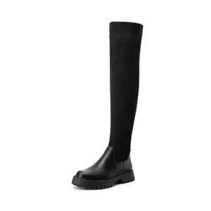 Dream Pairs Chic Over-the-Knee Boots with Platform & Block Heel – Available in Brown, Black, & Beige Walking Shoes Footwear
