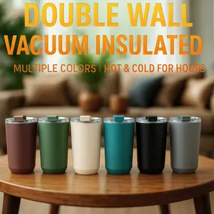 1Pc 15oz Double Wall Stainless Steel Vacuum Insulated Mug with Lid, Vacuum Insulated Flask, Matte Finish, Keep Hot 6H/Cold 12H, Compact Leak-Proof Insulat Cup for Coffee Tea, Great for Office/Commute/Travel/Home Use, Gift for Women Men
