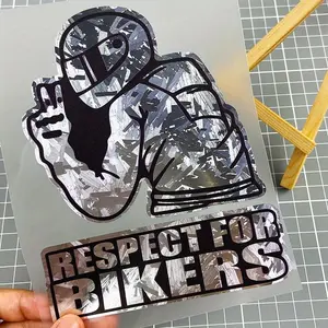 Respect for Bikers Car Sticker, Waterproof Self-adhesive Car Decal, Suitable for Car Windows, Motorcycle Front Windshield, Fuel Tank, Vehicle Modification Personalized Stickers