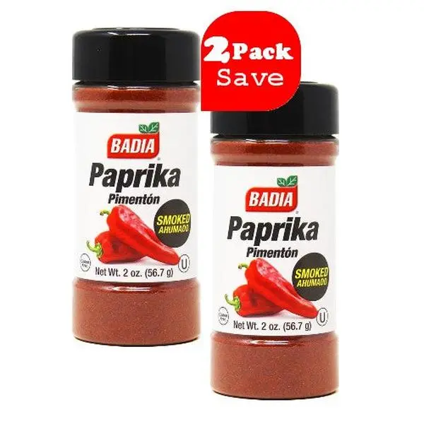 BADIA Smoked Paprika Flavor Seasoning Powder - 2-Pack of 2oz Jars, Spanish Cooking & Baking Staple for US Kitchens
