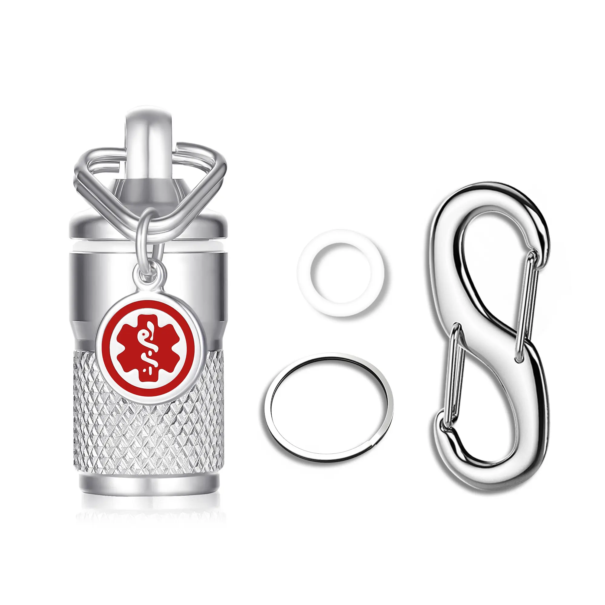 Divoti Precision CNC Machined Stainless Steel Pill Holder Keychain | Waterproof, Airtight & Portable Emergency Pill Case with Single Chamber | Outdoor Travel Camping Pill Organizer for Medication