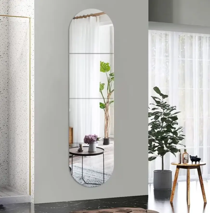 4 Pack 12x12 Acrylic Wall Mirror Tiles - Frameless Full Length Stick On Body Mirror for Home Gym, Dorm & Hallway Decor