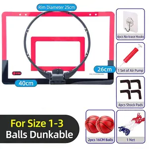 Indoor Foldable Basketball Hoop, Portable Basketball Goal, Kids Door Mount Office Basket, Teen & Adult Mini Hoop, Room Door, Includes 1-2 Balls, Over The Door Basketball Hoop Indoor