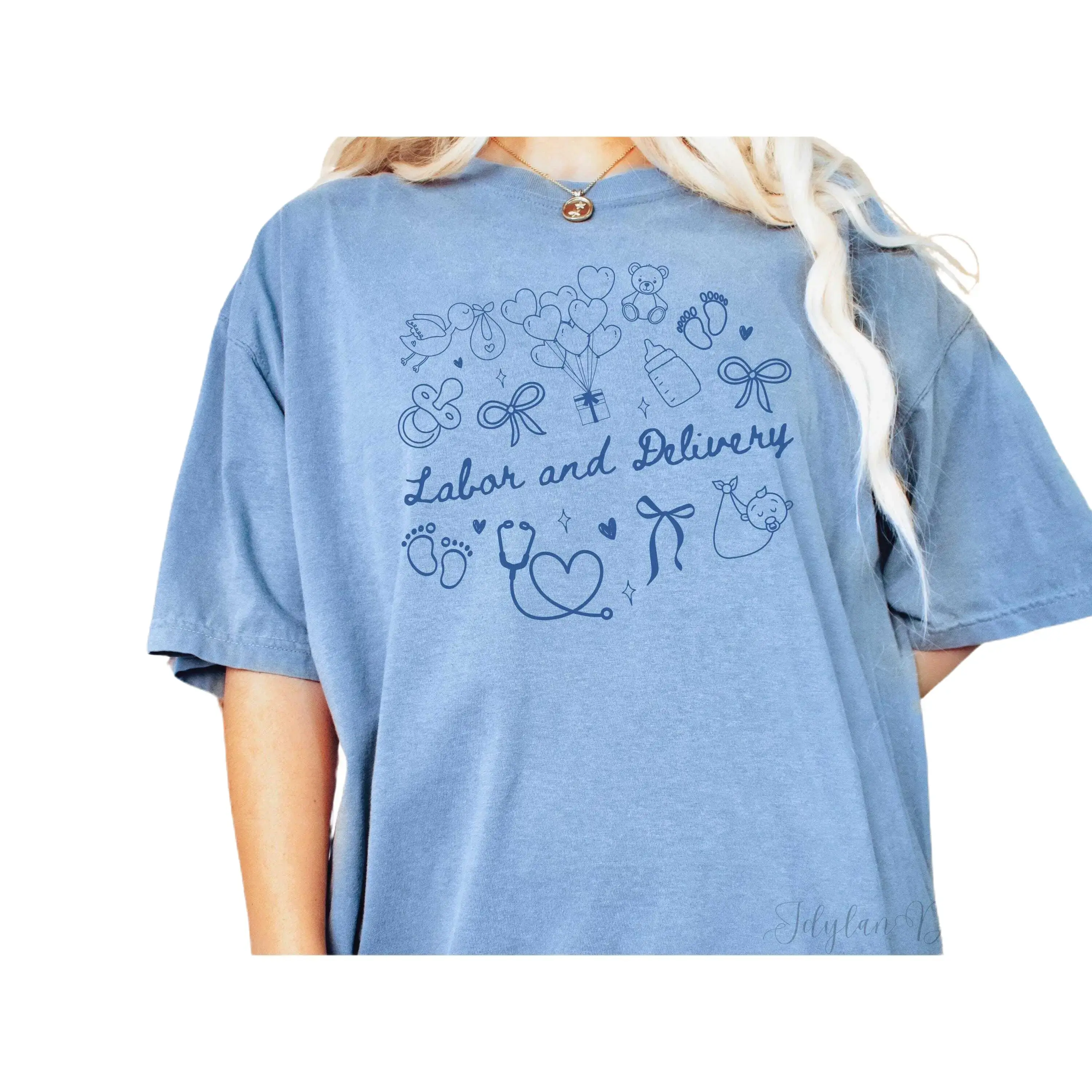 Comfort Colors Nursery Nurse Shirt for Mother, Baby, and Nurse tee, Comfortable Fit, Nursing Essential tee, Gift for Nurses shirts Womenswear Fabric Top Medium