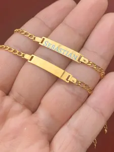 Kids ID Bracelet Jewelry for Boys Girls 5.5" Custom Personalized Jewel Stainless Steel Wrist Adjustable Cuff