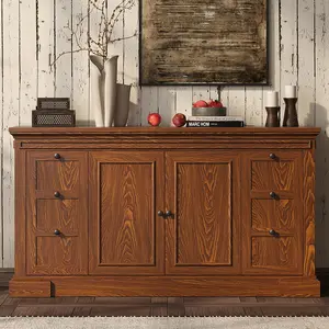 ONBRILL Sideboard Buffet Cabinet with Storage, 63" Large Credenza Kitchen Storage Cabinets with Drawer and Door, Wood Coffee Bar Table with Adjustable Shelf for Living Room, Kitchen, American Retro