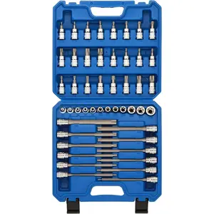 48- 3/8" Drive Master Torx Bit Socket and External Torx Socket Set, 6-Inch Extra Long, CR-V & S2 Steel