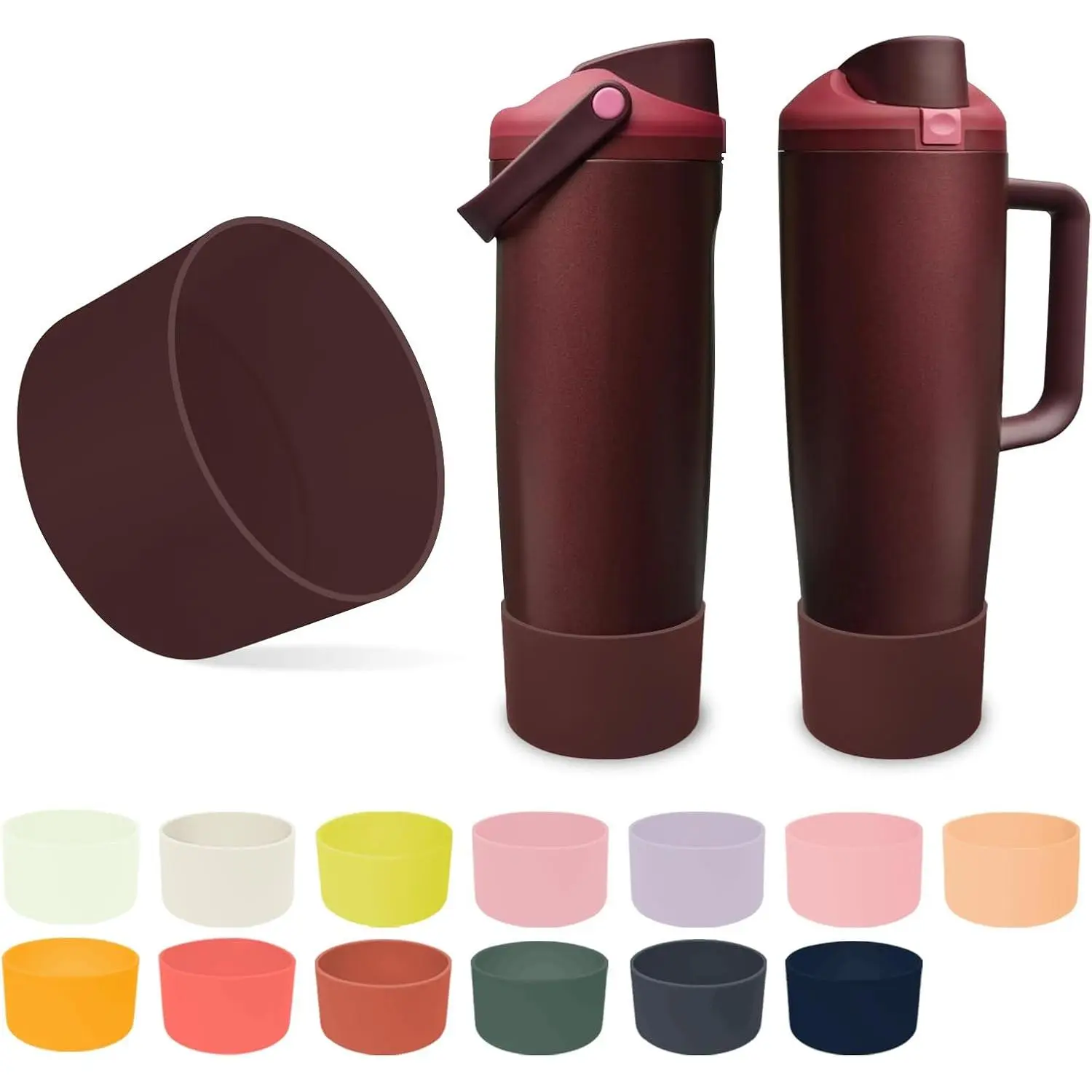 Black Cherry Silicone Bottle Boot Protector for Unisex Owala 30oz/40oz FreeSip Sway Bottles & Tumblers, Non-Slip, Scratch Resistant, Perfect-Fit, Stability-Enhancing Sports Outdoor Accessory
