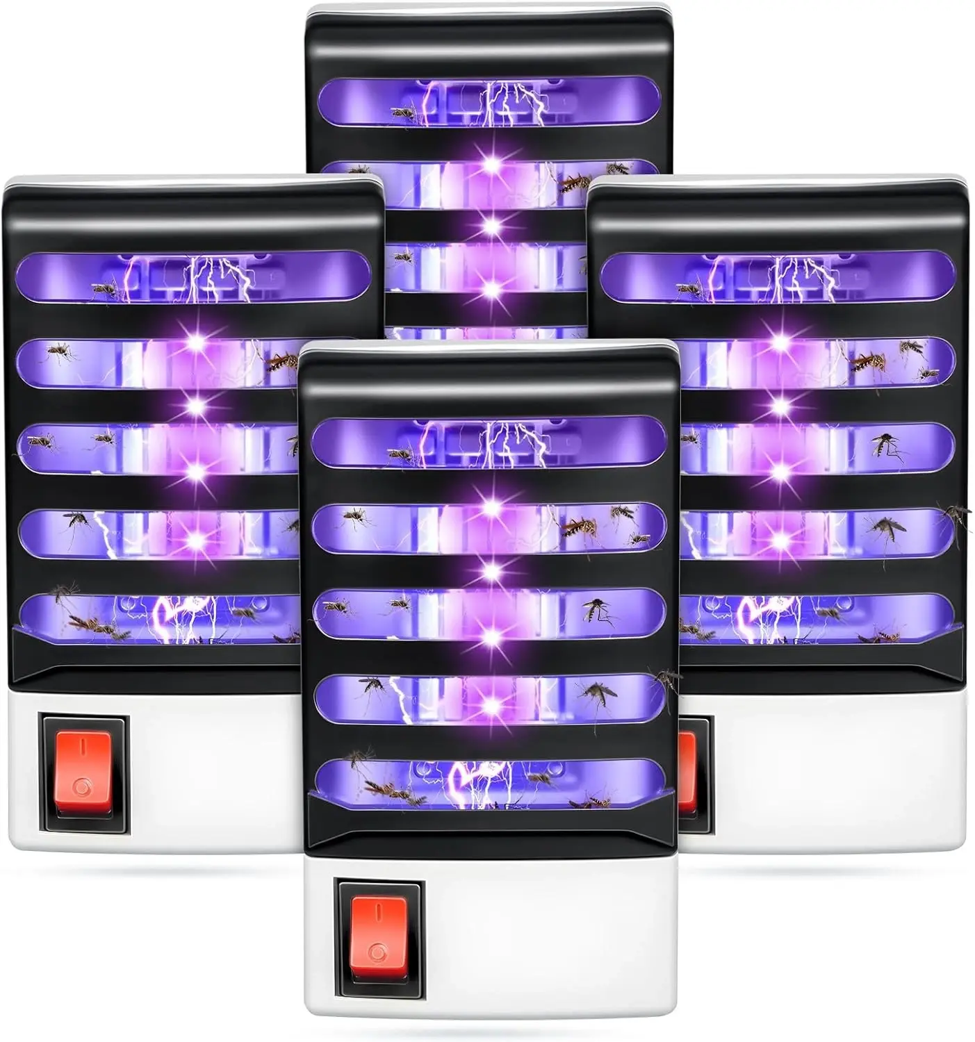 4-Pack Plug-In Blue Light Electronic Bug Zapper – Portable Indoor Mosquito Killer Insect Trap, Safe Electric Insect Killers for Home, Bedroom & Office, Quiet Effective Operation, Energy-Saving, Easy Clean Tray, Practical Household Lighting Accessory