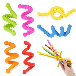 6 Pcs Sensory Sticks for Kids & Adults, Silicone Textured Fidget Stick for Stress Relief, Quiet Fidgets for Calming Travel, Airplane Use