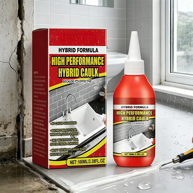 Hybrid Polymer Caulk - Flexible Acrylic-Lime Crack Filler Sealant, Waterproof, Water Resistant, Mold Resistant, Adapts to Thermal Expansion, Multi-Surface Leak Fix for Tub, DIY Repair Glue, Paintable, Long-Lasting All-Weather Adhesive