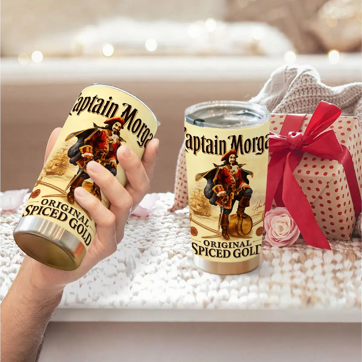 1pc Captain Morgan Pirate Pattern 304 Stainless Steel Double-Layer Portable Heat-Resistant Vacuum Flask - 600ml/20oz Large-Capacity Insulated Coffee Tumbler for Pirate Enthusiasts, Ideal for Daily Commute Themed Gifting