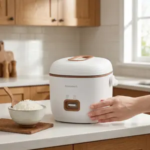 Automatic Mini Rice Cooker Robot - Compact & Easy One-Touch Operation Multifunction Appliance for White Brown Rice Oatmeal Soups Porridge Noodles - Non-Stick Coating & Balanced Heating