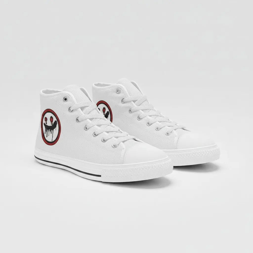 MEN'S Clean Logo Face Art Custom White Sneakers | Freaky Shoes®