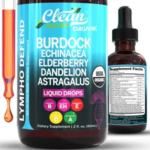 Clean Nutra Burdock, Echinacea, Elderberry, Dandelion, Astragalus, Milk Thistle, Sea Moss, & More for Lymphatic Support Liquid Drop - Lympho Defend