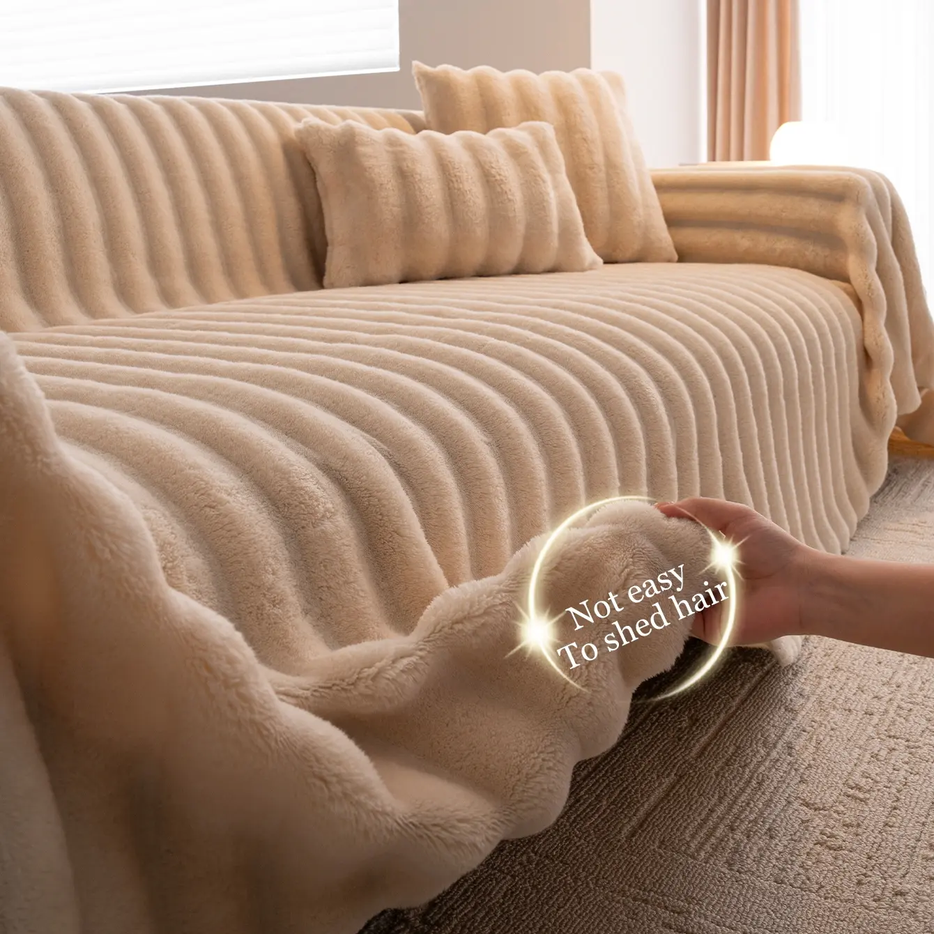 Solid Color Faux Fur Sofa Cover, 1 Count Non-slip Soft Comfortable Sofa Towel, Sofa Protector for Home Living Room Bedroom Office, Washable Sofa Slipcover, Washable Couch Cover