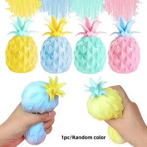 1pc Mini Random Color Pineapple Stress Ball, Mini Fruit Squishy Dough Balls Sensory Fidget Toys For Adults - Squeeze, Pull, And Stretch Stress Relief, Calm Focus