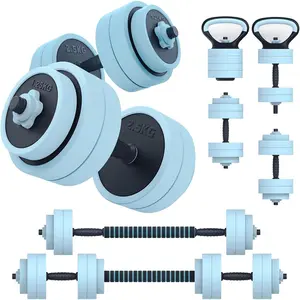Adjustable Dumbbell Set, 45lbs Free Weight Set with Connector, 5 in 1 Weight Set Used as Kettlebells, Barbell, Push up Stand, Exercises for Home Gym Suitable Men/Women