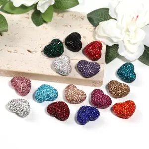 【B56】Heart shaped rhinestone beads DIY solid color 24mm crystal diamond accessories