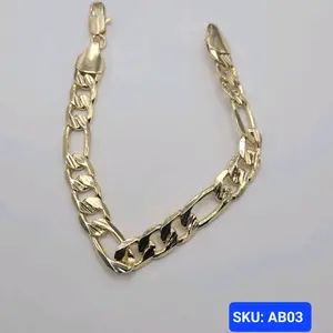 Bracelet Figaro Style Laminated Gold Adult Size 8 Inches 10 Millimeters Jewelry for Adults Size Unisex Classic Design Elegant Fashionable Accessory