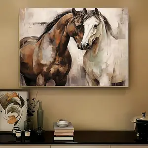 Frameless Canvas Wall Art Print Horses 12x16inch Abstract Decor for Home Office Living Room Bedroom Kitchen Bathroom Hotel Cafe Artistic Photo Poster - Gift