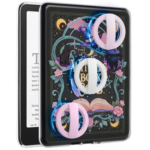 Full Magnetic Back Metal-PU Leather Tablet Cover with TPU Edges, Magnetic Plate, Shockproof Protection, Detachable Design for 6"/6.8"/7" Kindle Devices – Electronics Accessories