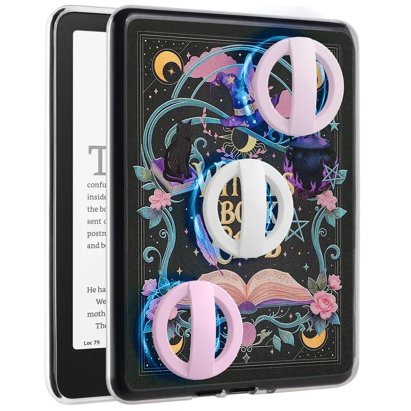 Full Magnetic Back Metal-PU Leather Tablet Cover with TPU Edges, Magnetic Plate, Shockproof Protection, Detachable Design for 6"/6.8"/7" Kindle Devices – Electronics Accessories