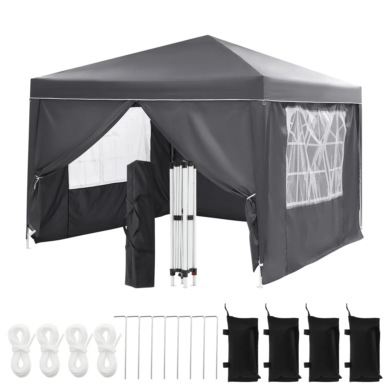 Garvee Heavy Duty 10x10FT Pop-Up Canopy Tent with Frame, 6 Sidewalls, Oxford Fabric, Waterproof Commercial Gazebo for Markets, Privacy, Quick Set, Adjustable Height Outdoor Party Shelter, Portable with Storage Bag, 10X20ft