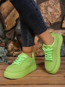 Outdoor Fashion Women's Walking Shoes, Lightweight Comfortable Training Running Shoes, PU Leather Patchwork Design, Casual Running Shoes, Walking Running Sneakers, All Seasons