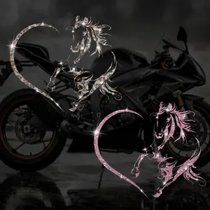 Shiny Heart Horse Universal Car Sticker Truck Car Decal, Decorative Decal, Self-Adhesive No Residue, Easy Installation, Suitable for Cars Trucks Motorcycles Glass Windows Laptops, Best Gift
