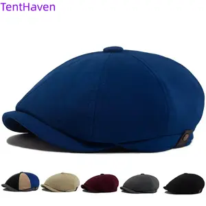 2026 Retro Beret Men's and Women's Fashion Color blocked Splicing Spring and Summer Ancient Painter Hat Breathable Octagonal Hat Literary Newspaper Children's Hat