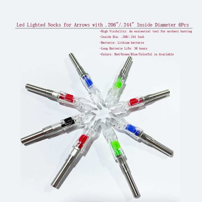 jianZD Archery Lighted Nocks for Arrows with .204"/.244" Inside Diameter 6Pcs