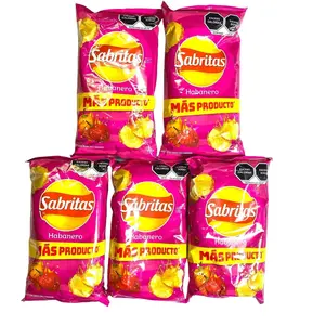 5 - PK SABRITAS HABANERO, Chips, Snack Crispy Crunchy Bite - 44 GRAMS PER BAG - MEXICAN CHIPS - PAPITAS MEXICANAS - SABRITAS