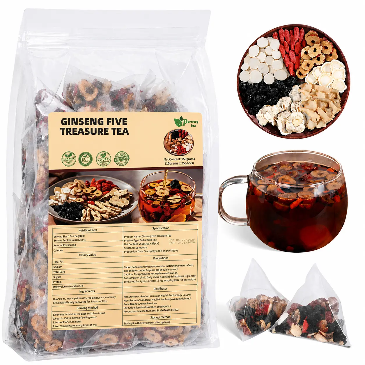 Herbiary Kidney Tea Formula-Organic Ginseng Five Treasure Tea for Men & Women | Traditional Healthy Kidney Detox Tea & Cleanse | Natural Herbal Ingredients Value Pack Ginseng Red Date Mulberry Herbal Formula Wellness Tea Loaded Tea Packets kombucha
